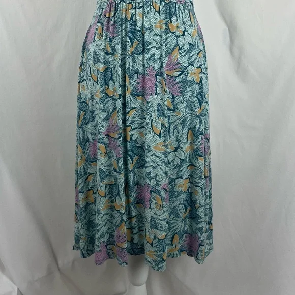 LL Bean Green Floral Print CottageCore Feminine Midi Dress NWOT Size XS - Picture 4 of 13